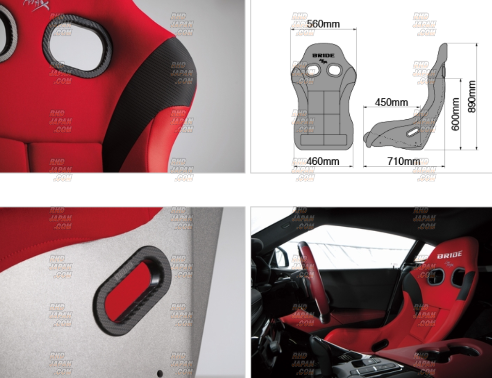 BRIDE ZETA IV Low Max Full Bucket Seat - Red Carbon Shell - RHDJapan